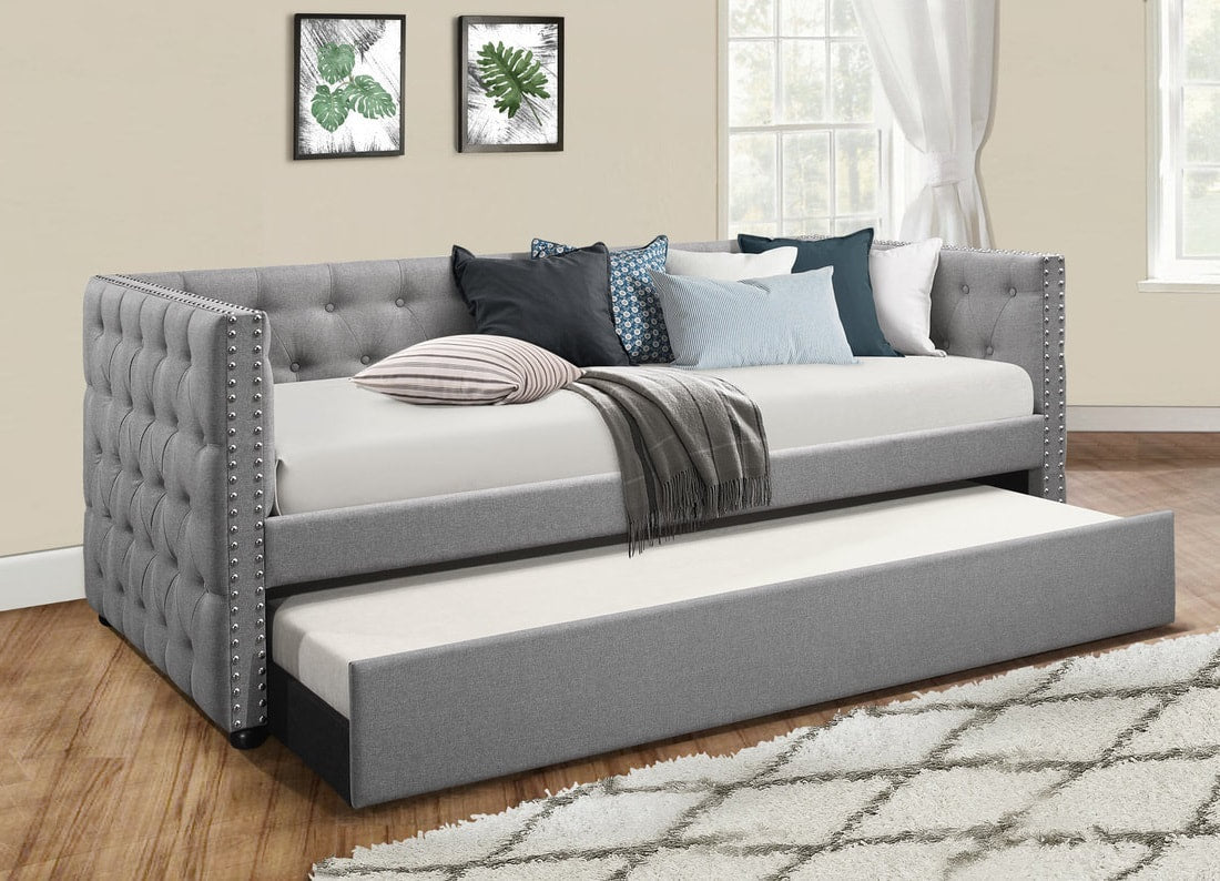 Courage Grey Linen Daybed with Trundle