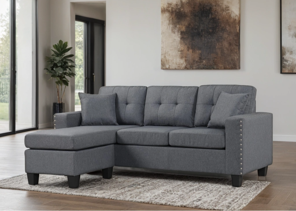 Cris Gray Linen Reversible Sectional