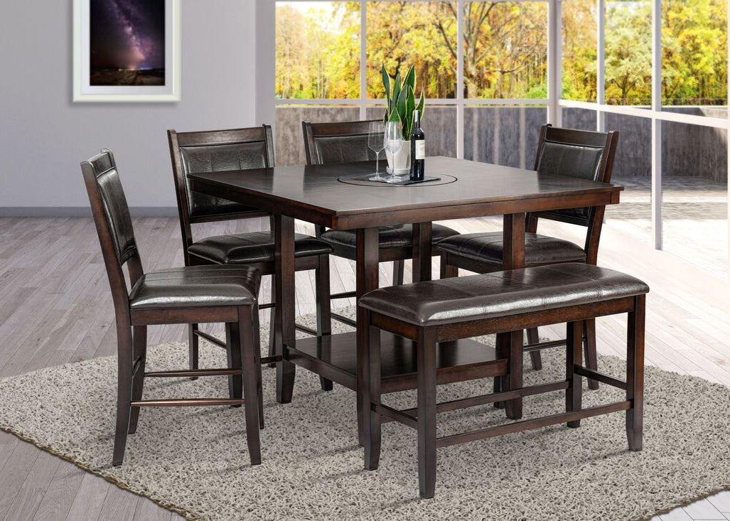 6pcs D2320 Counter Height Dining Table & Bench Set