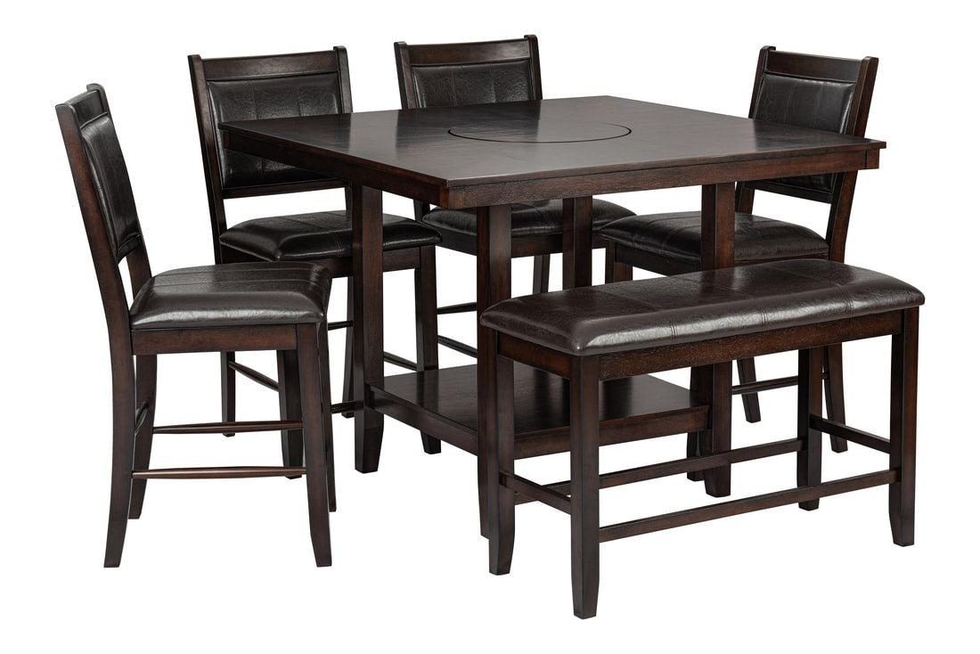 6pcs D2320 Counter Height Dining Table & Bench Set