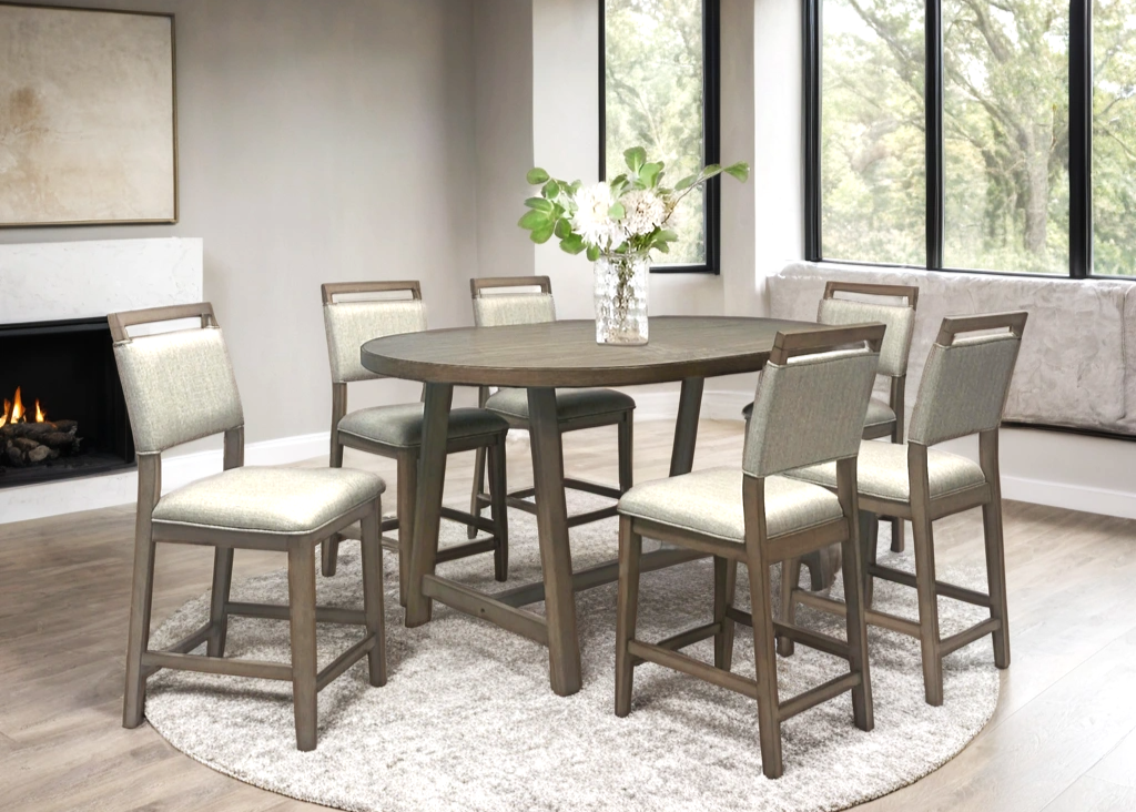 7pcs D2510 Counter Height Table Dining Set