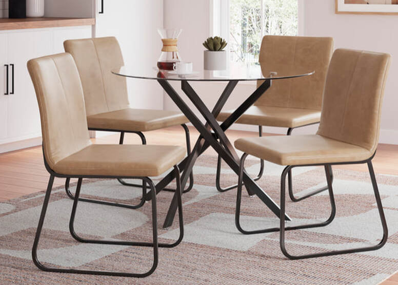 5pcs D446-02 Glass Top Dining Set