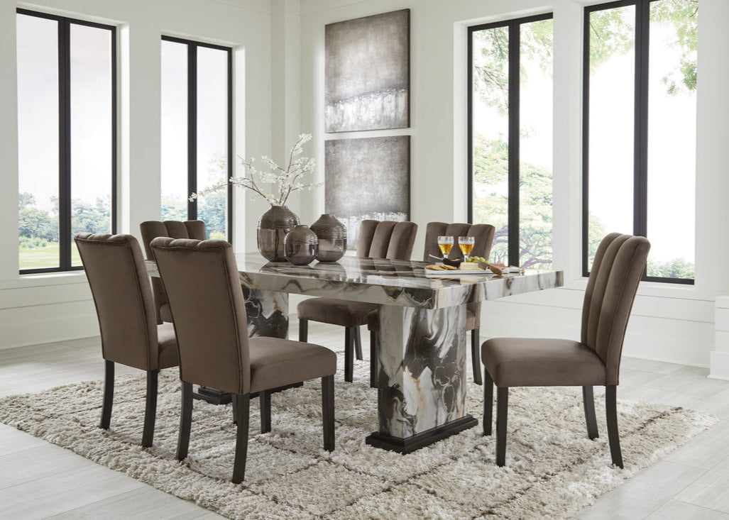 7pcs Ashley D581 Marble Dining Set