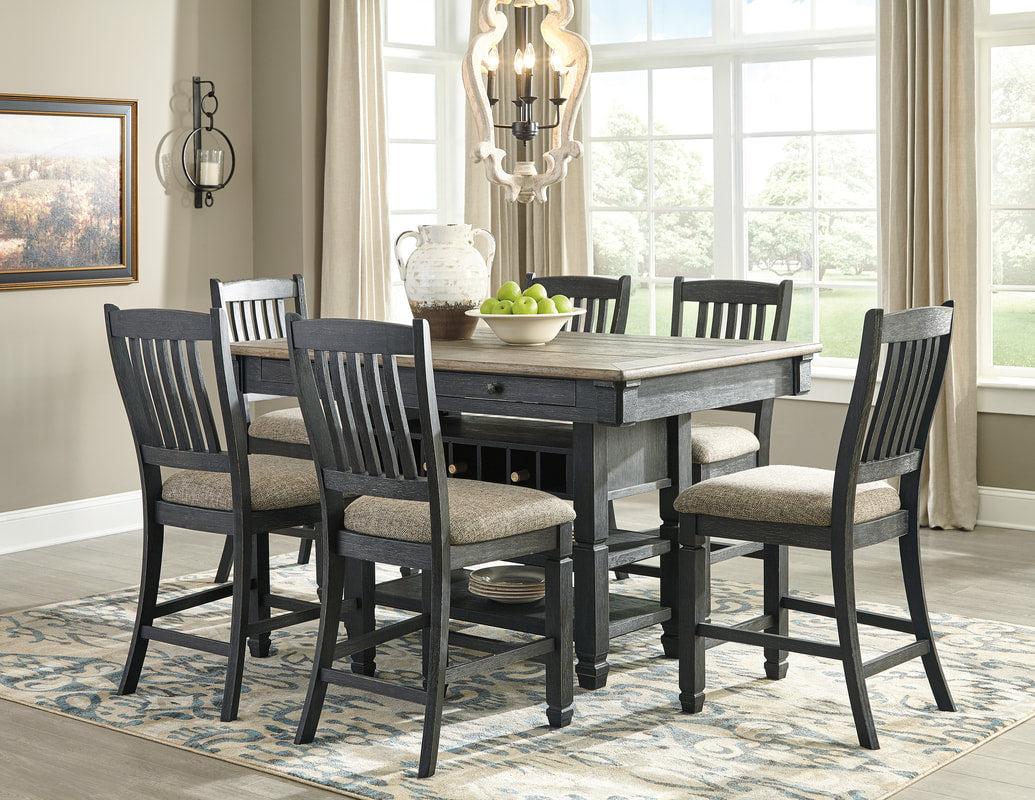 7pcs D736-32 Ashley Greyish Brown Dining Set