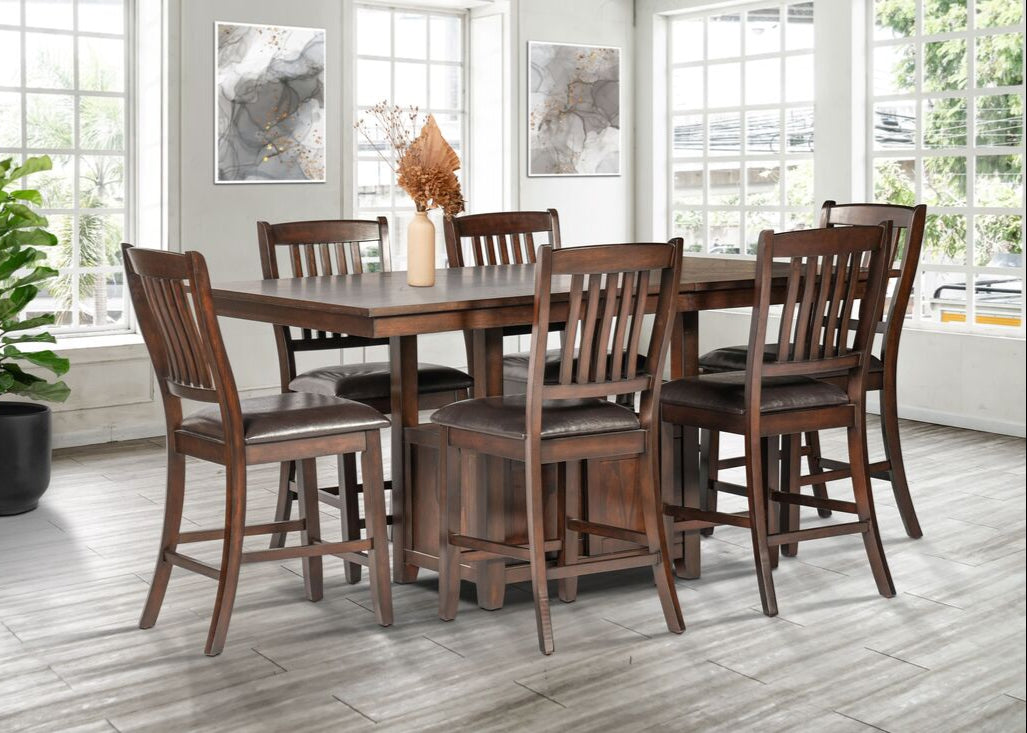 7pcs D850 Wood Finish Dining Set