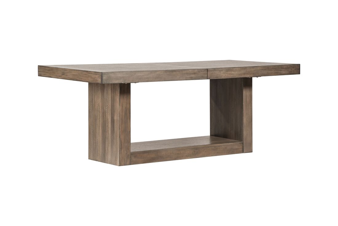 9pcs D901 Wood Finish & Charcoal Fabric Chairs Dining Set