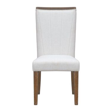 9pcs D901 Wood Finish & Sand Fabric Chairs Dining Set