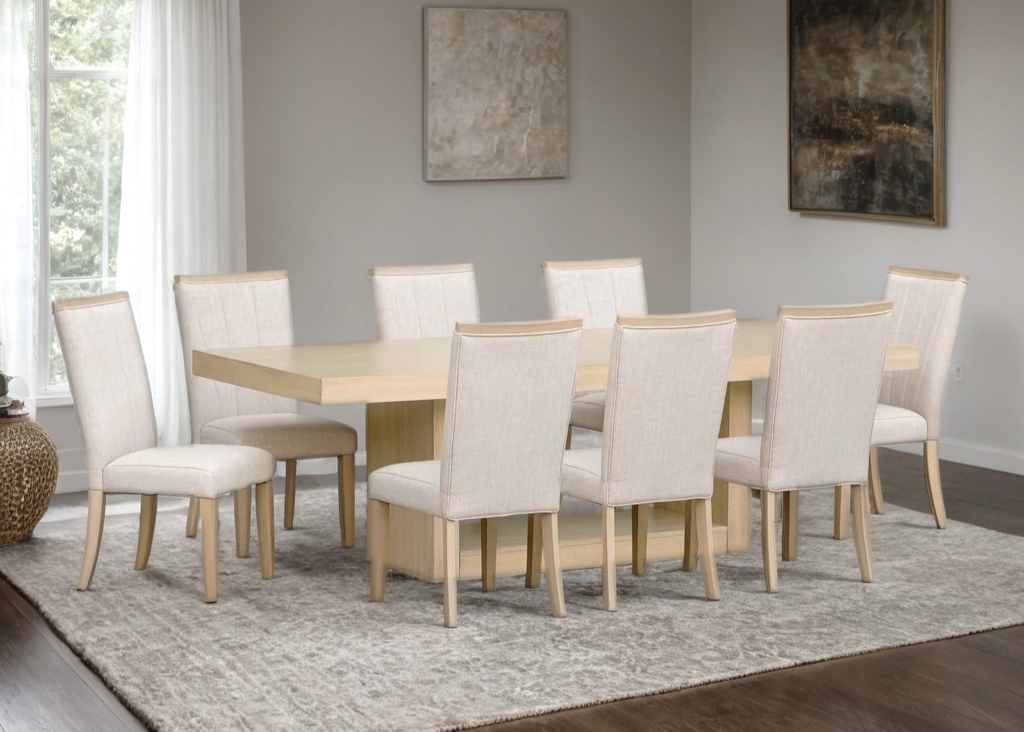 9pcs D903 Natural Wood Finish Dining Set