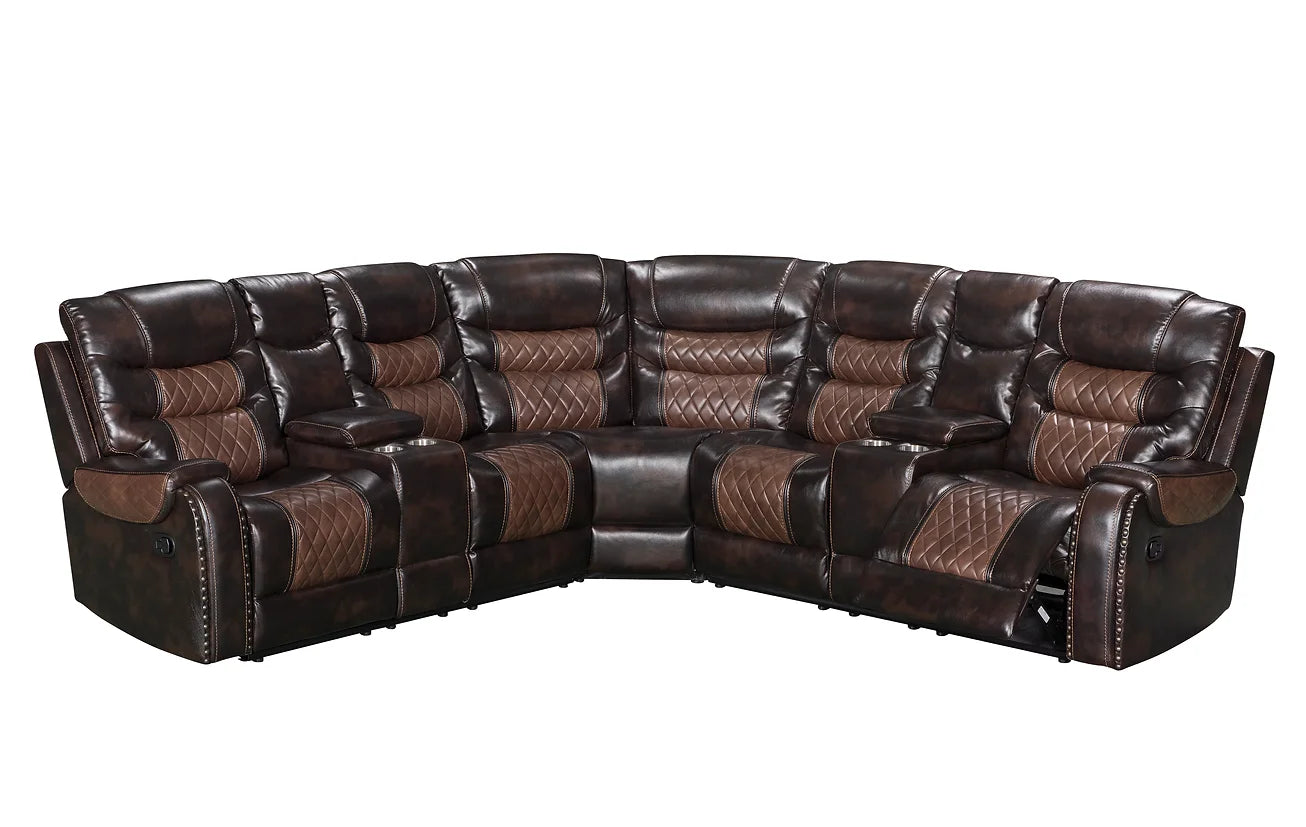 S1988 Phoenix II Brown Reclining Sectional