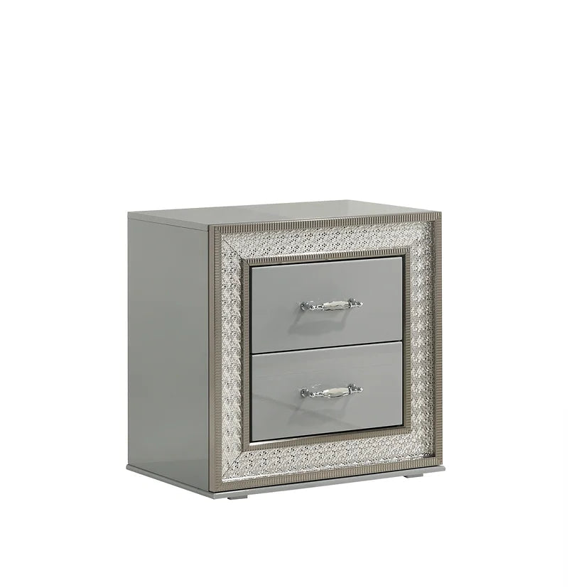 5pcs B92 Dubai Metallic Silver Bedroom Set