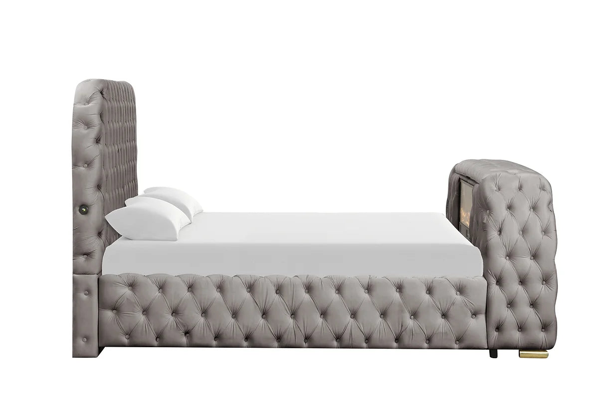 Royal Grey Platform Bed Frame