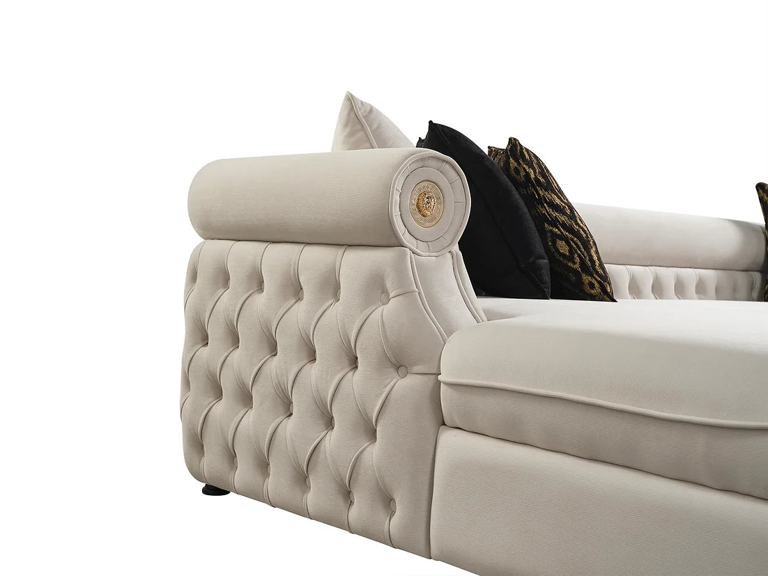 Brooklyn Cream Velvet Oversized Double Chaise Sectional