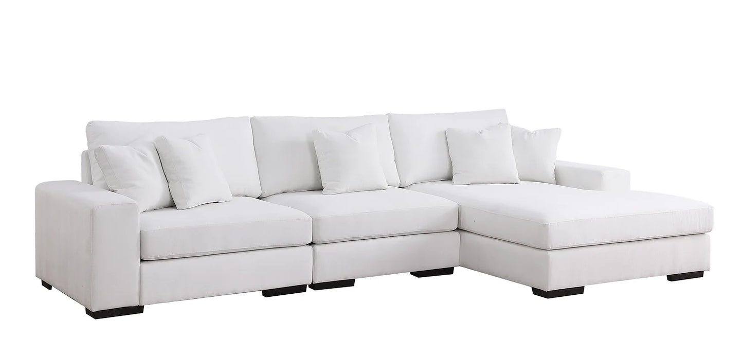 S859 3pcs Comfy Cream Chenille Sectional