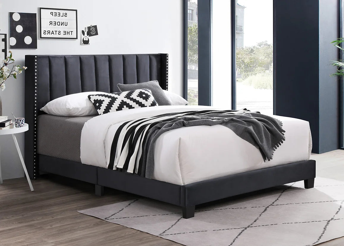 Lola Black Velvet Platform Bed Frame