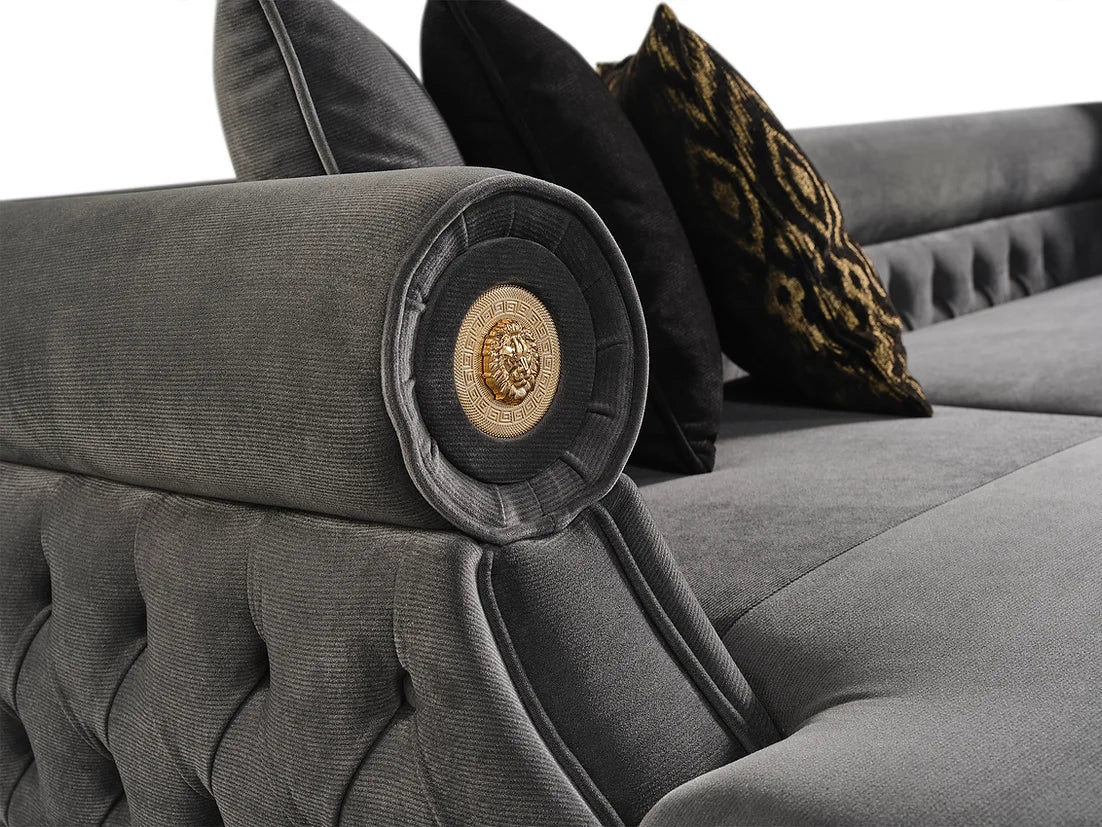 Brooklyn Grey Velvet Oversized Double Chaise Sectional