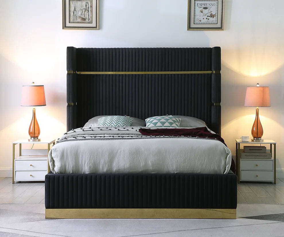 Aspen Black Velvet Platform Bed Frame