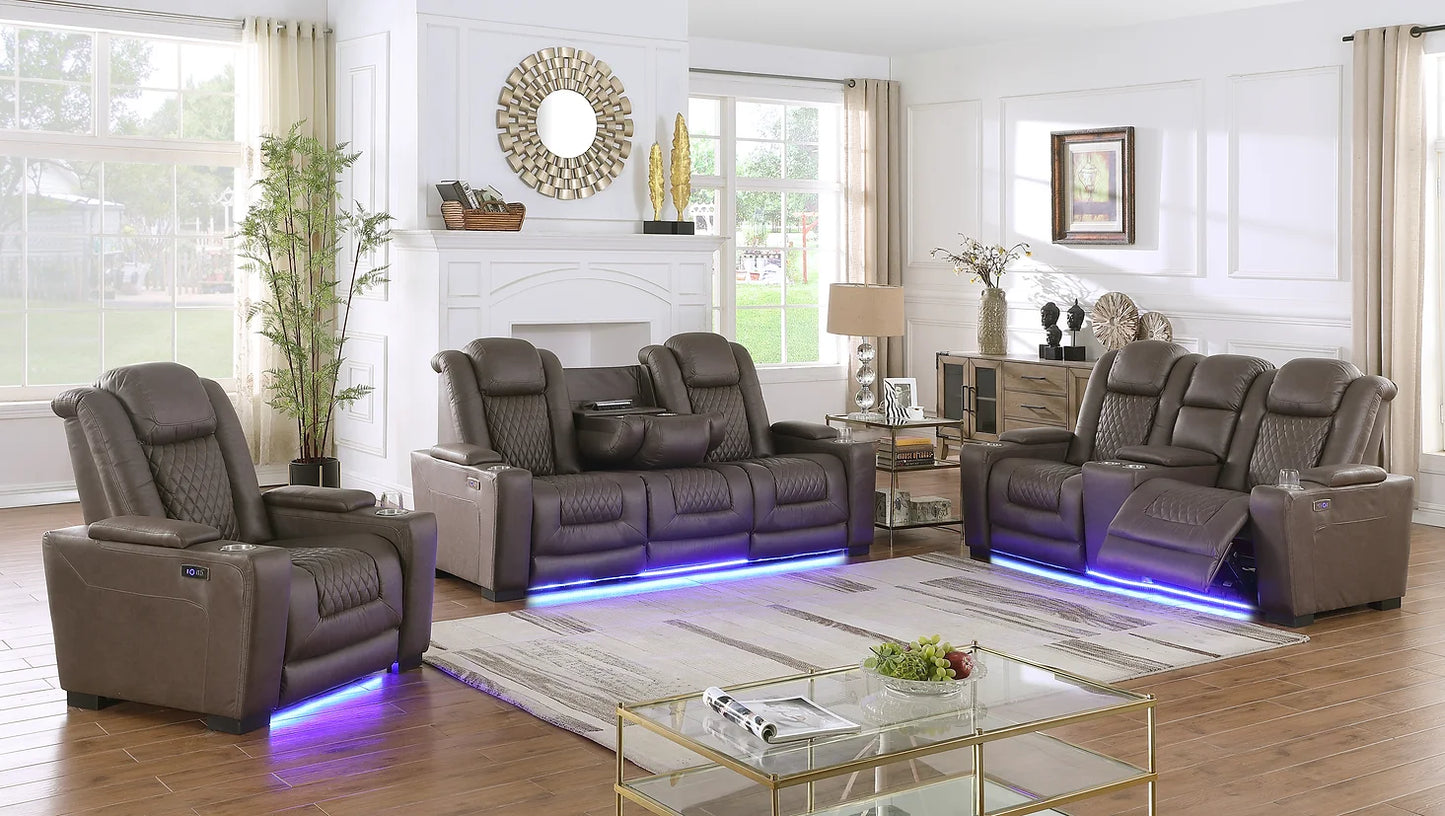 3pcs S9303 Ash Brown Power Reclining Set