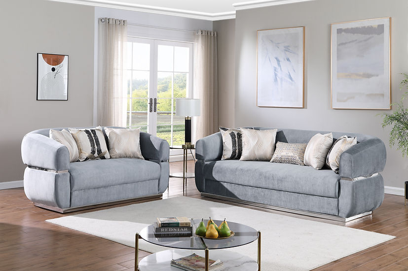 3pcs or 2pcs S3500 Carmela Grey Sofa, Loveseat & Chair