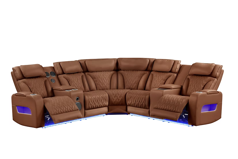 S2024 Skyline Brown Caramel Power Reclining Sectional