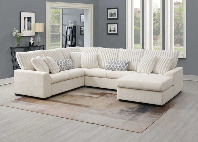 S1801 Brady Beige Fabric Sectional & Ottoman