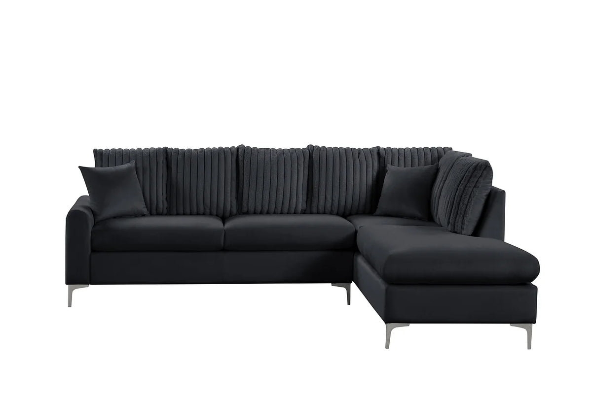 S250 Elina Black Velvet Sectional