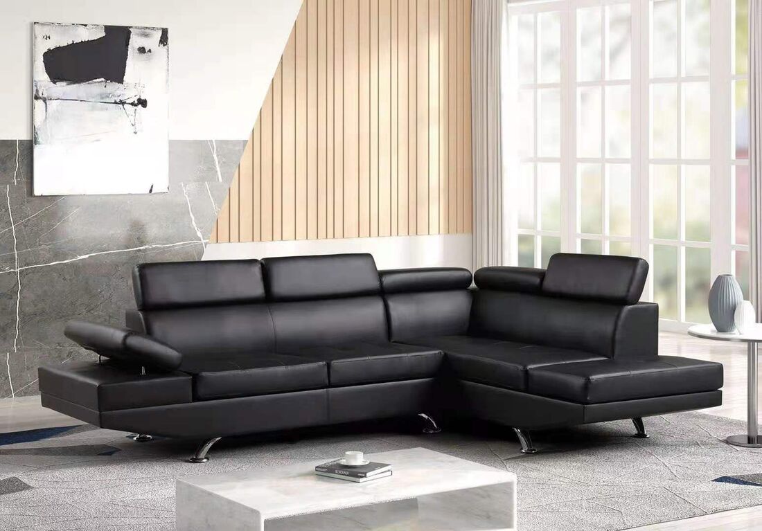 Moderno Black Vinyl Sectional