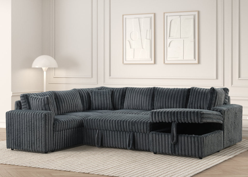 Forever Charcoal Sectional With Pull-Out Bed