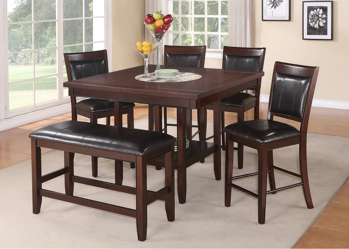 6pcs Fulton Espresso Counter Height Dining Set