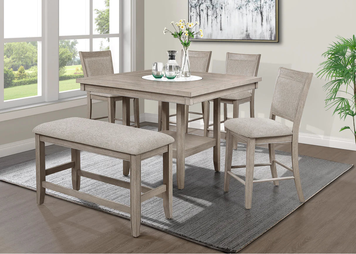 6pcs Fulton White Oak Counter Height Dining Set