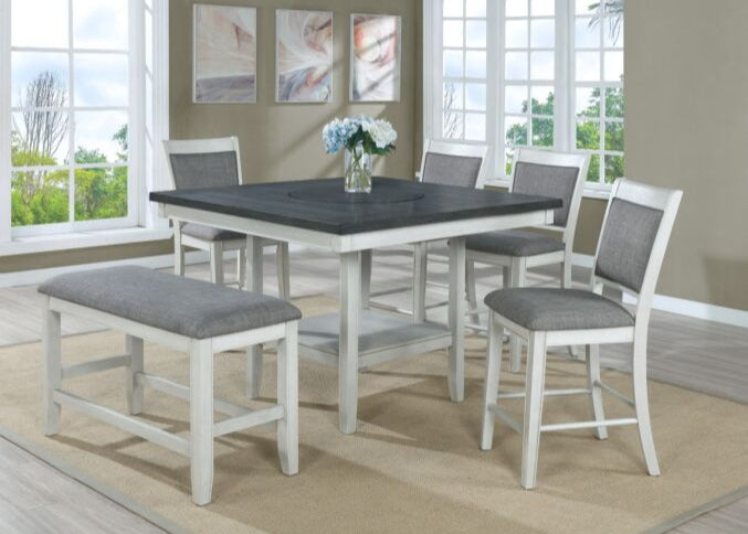 6pcs Fulton Chalk Grey Counter Height Dining Set