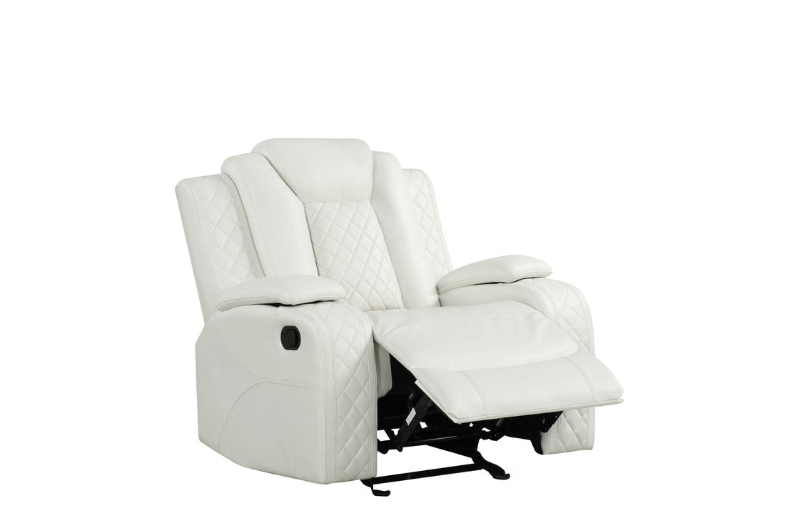 3pcs Luz White Leather Gel Reclining Sofa Set