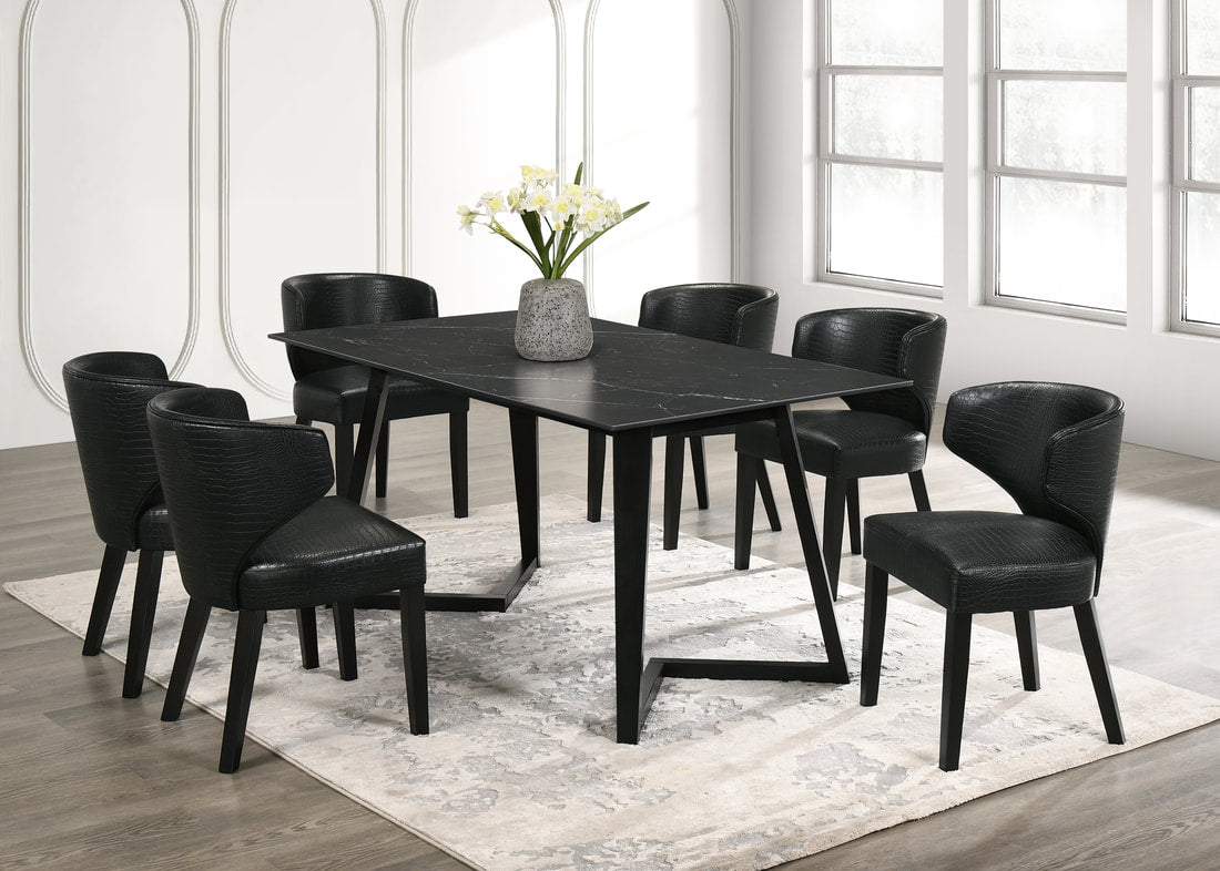 7pcs Hamilton Onyx Black Dining Set