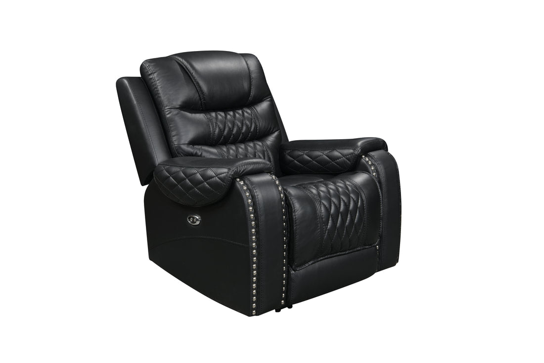 3pcs Harley Black Top Grain Leather Power Reclining Sofa Set