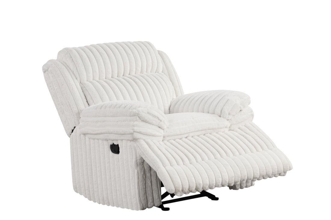 3pcs Heaven White Fabric Reclining Sofa Set