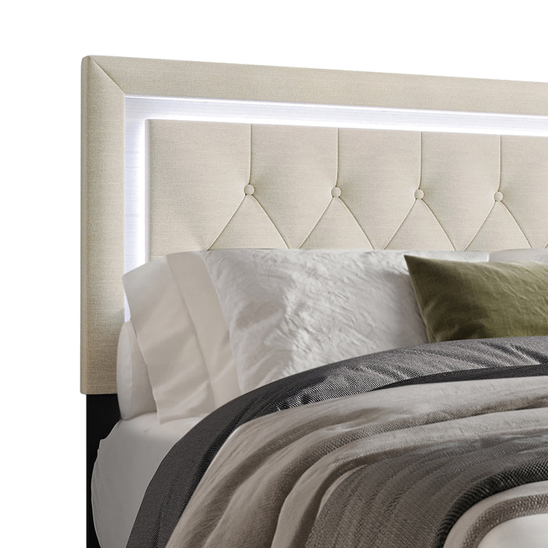 HH260 Beige Platform Bed Frame