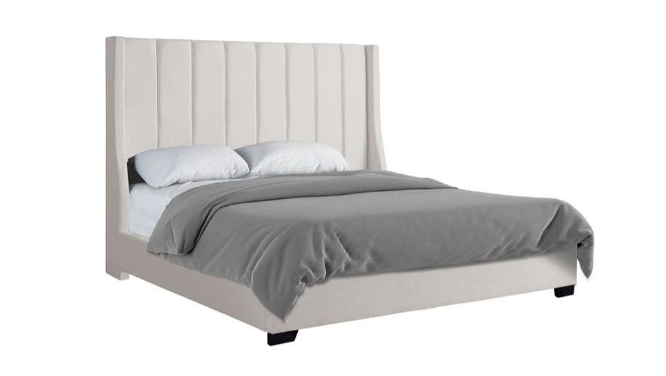 HH407 Cream Velvet 6FT Tall Bed Frame
