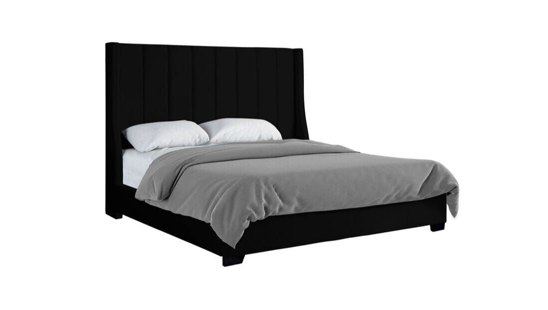 HH408 Black Velvet 6FT Tall Bed Frame