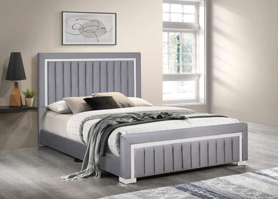 HH820 Grey Velvet Bed Frame