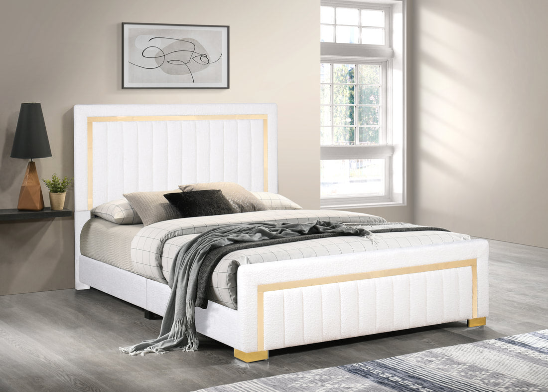 HH830 Off White Velvet Bed Frame