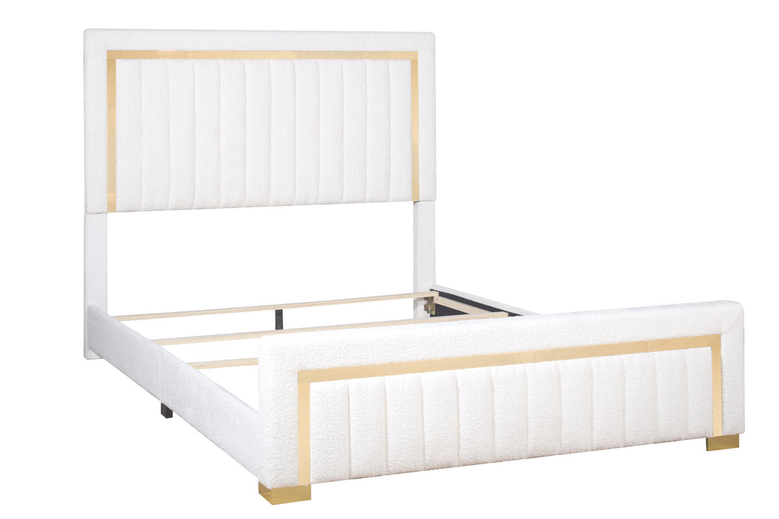 HH830 Off White Velvet Bed Frame