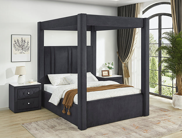Jayla Black Canopy Bed Frame