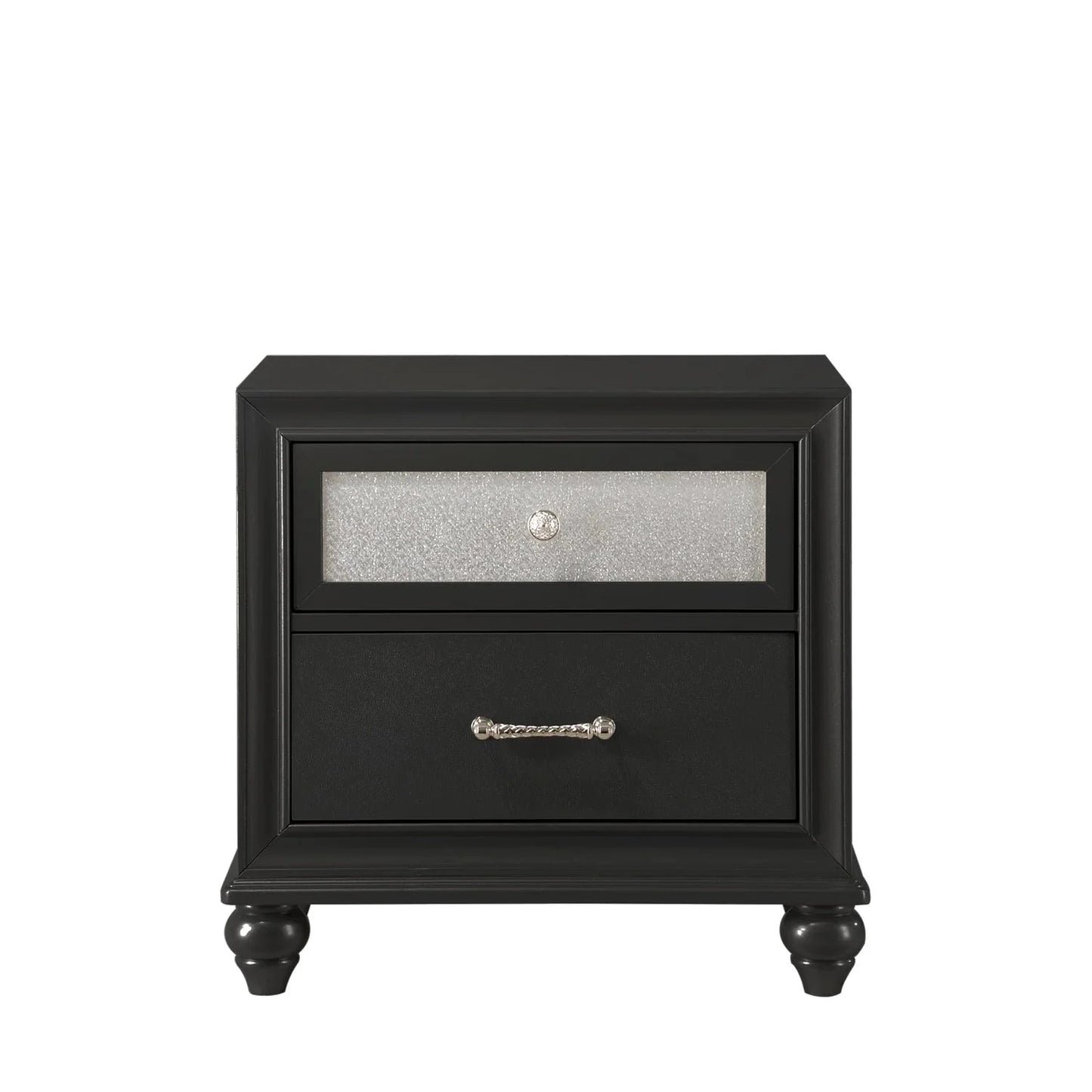 5pcs Lila Black Wood Finish Bedroom Set