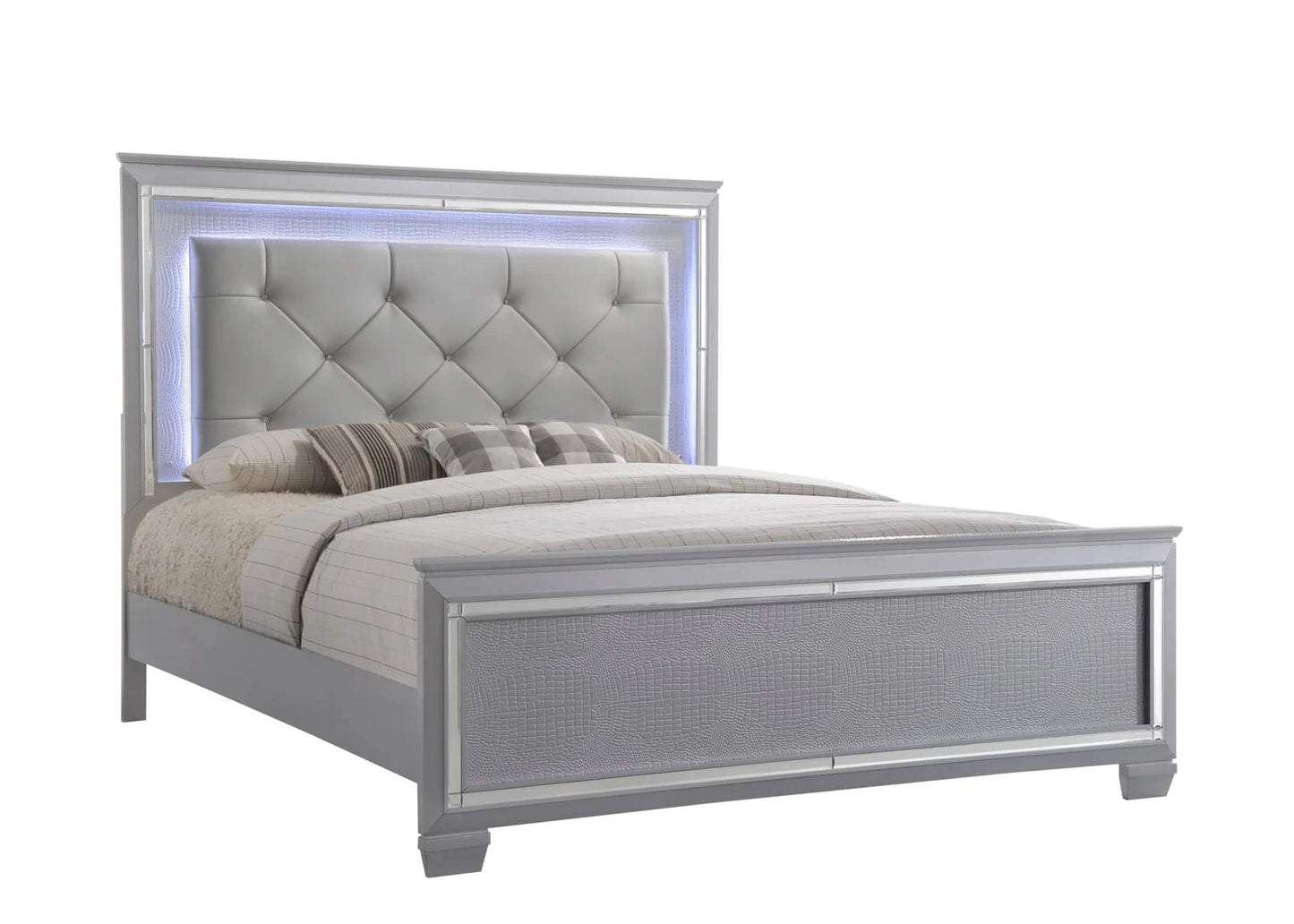 5pcs Lillian Silver LED Bedroom Set