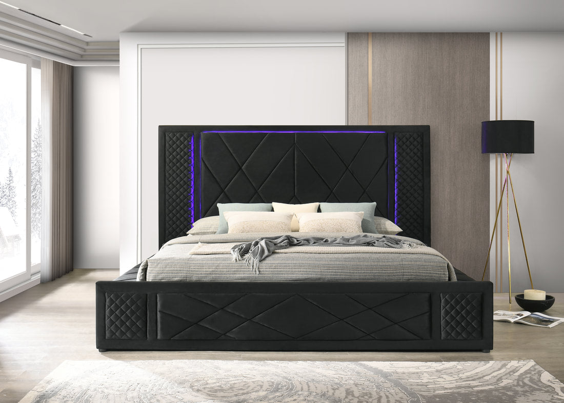 Lorenzo Black LED Platform Bed