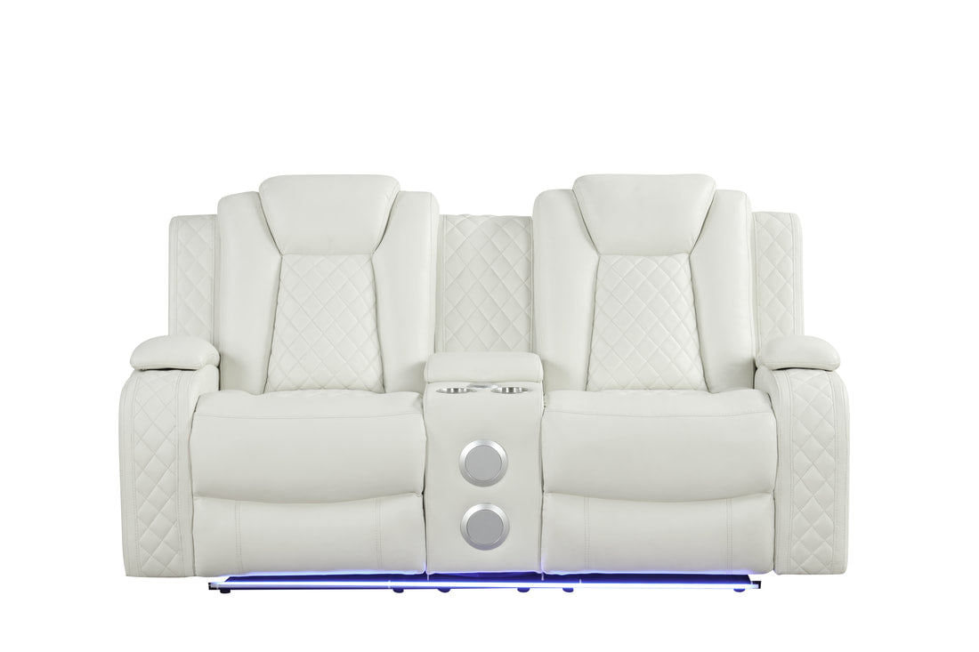 3pcs Luz White Leather Gel Reclining Sofa Set