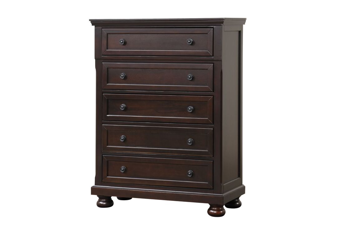 5pcs Magnolia10 Brown Wood Finish Bedroom Set