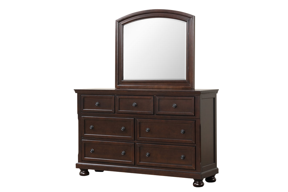 5pcs Magnolia10 Brown Wood Finish Bedroom Set