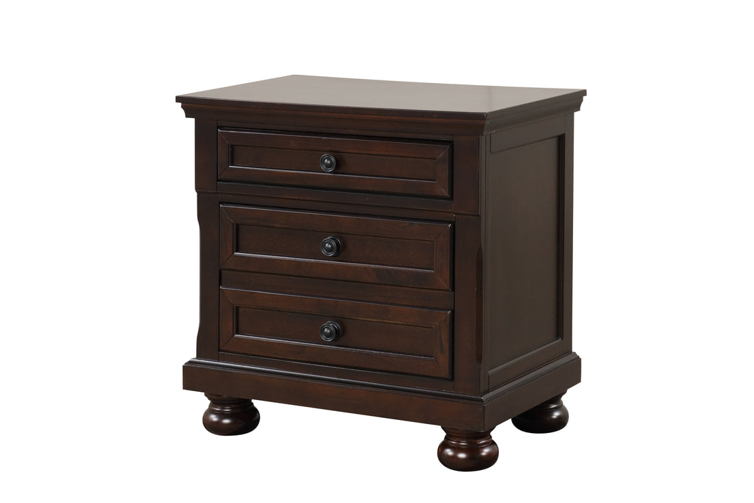 5pcs Magnolia10 Brown Wood Finish Bedroom Set
