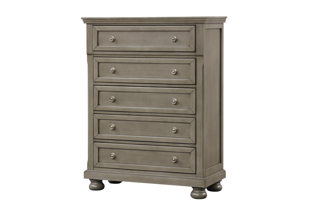 5pcs Magnolia20 Grey Wood Finish Bedroom Set