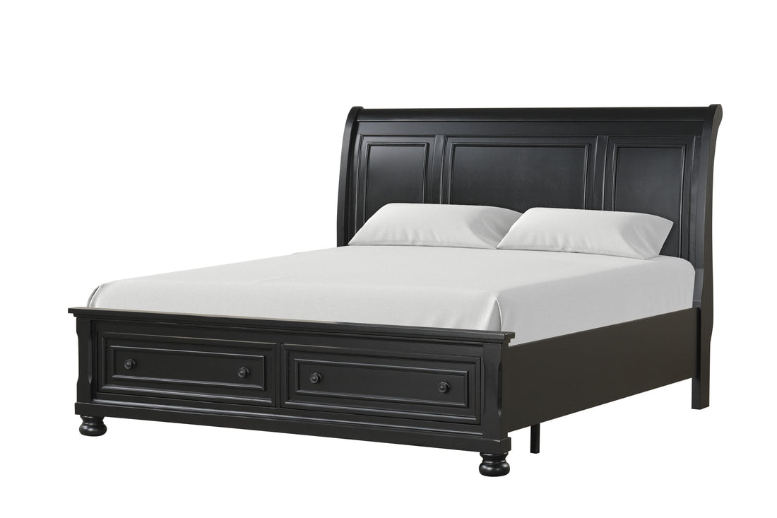 5pcs or 4pcs Magnolia30 Black Wood Finish Bedroom Set